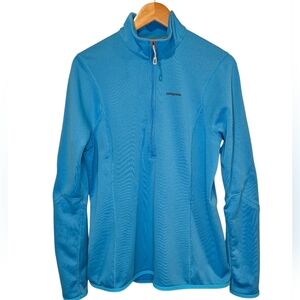 Patagonia Women's Quarter Zip Blue Fleece Pullover Size XL